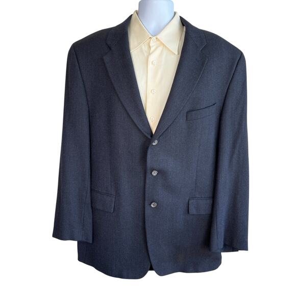 Vintage Chaps Ralph Lauren Mens Navy Blue Union Made Wool Blazer Size 46L Preppy - Picture 1 of 9